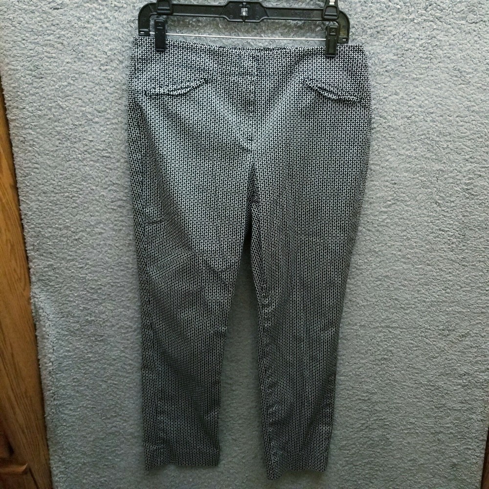 J. Jill Women's 8 Black White Geometric Dress Pants 32.5" 26.5" 9"